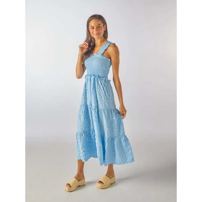 Baby Blue Textured Maxi Dress